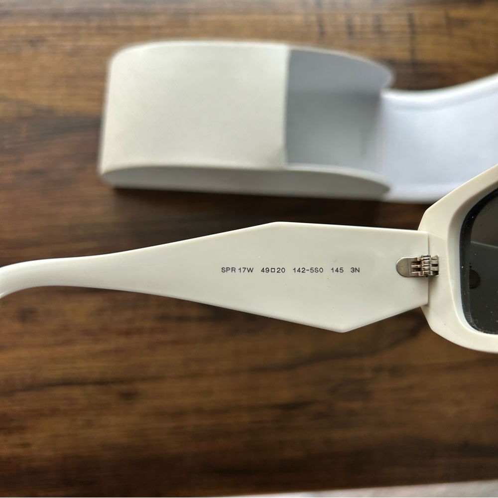 Prada White Rectangular Sunglasses With Case - image 4